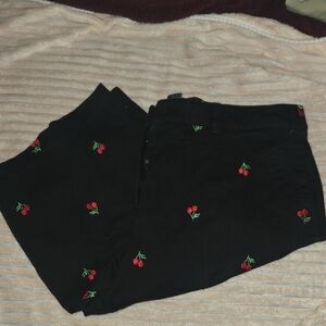 Briggs New York Black Pants with Cherry Detail